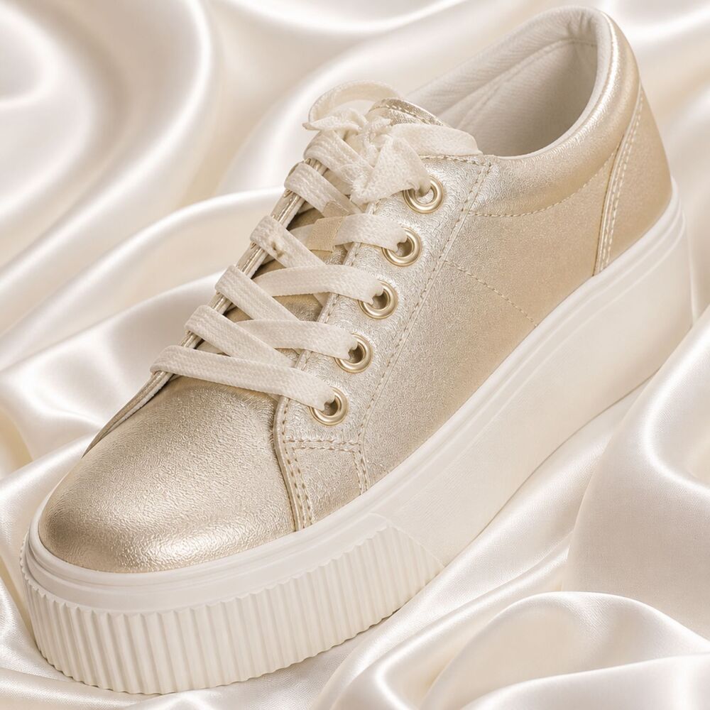 Dr.  Scholl's For Now Platform Sneakers Metallic Light Gold Size 6 M New In Box